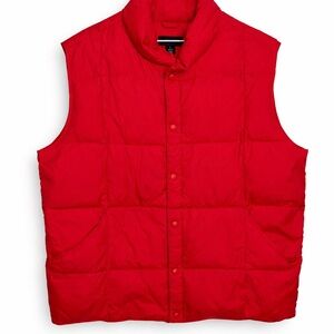 Lands End men’s Red Puffer Vest size large goosedown feathers